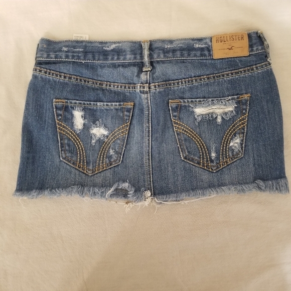 Hollister Blue Distressed Denim Mini Skirt Size 25 - Picture 2 of 11